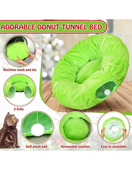 Túnel para Gatos Soulchen Navidad Verde Peludo 91.44cm x 24.89cm