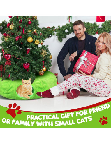 Túnel para Gatos Soulchen Navidad Verde Peludo 91.44cm x 24.89cm