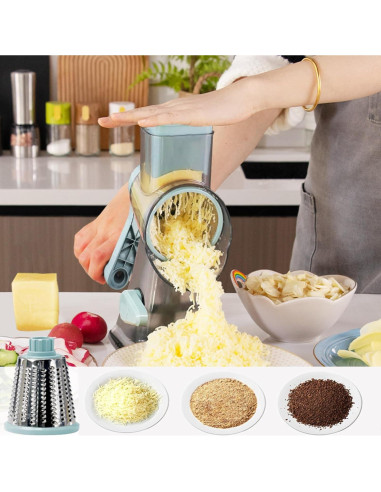 Rallador de Queso Rotatorio GOTOSOBAY con Mango y 3 Cuchillas