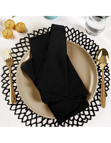 Servilletas de Tela Negras Utopia Kitchen - Paquete de 12, 45.72 cm