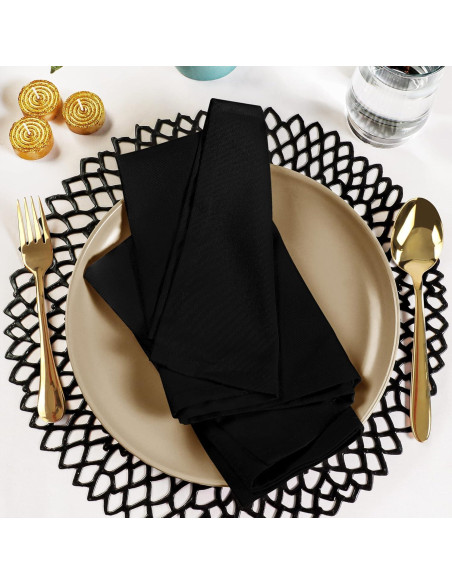 Servilletas de Tela Negras Utopia Kitchen - Paquete de 12, 45.72 cm