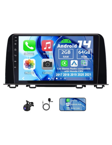 Radio Doble Din Android 14 Slakerbe 9" GPS Carplay Honda CRV