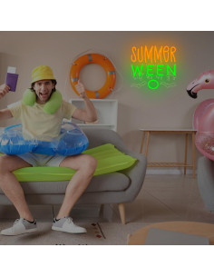 Cartel Neón LED Regulable Dpaint Verano Halloween 30x10cm 2