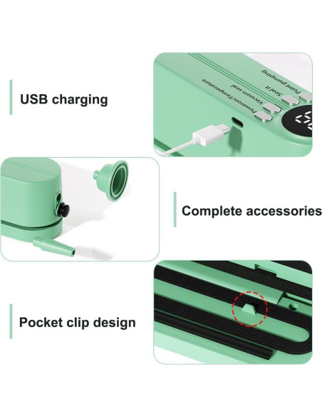 Mini Sello de Vacío Portátil MiOYOOW Verde 125mm 60Kpa