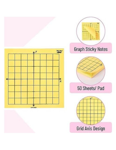 Notas Adhesivas Cuadriculadas Mr. Pen, 6 Bloc 7.62x7.62 cm, Colores Brillantes