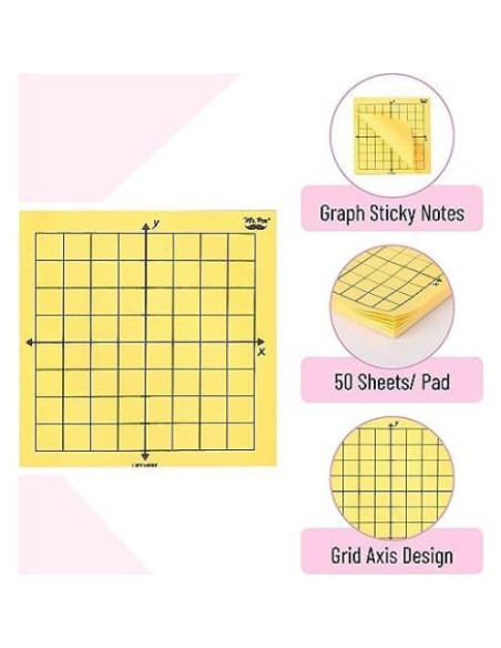Notas Adhesivas Cuadriculadas Mr. Pen, 6 Bloc 7.62x7.62 cm, Colores Brillantes