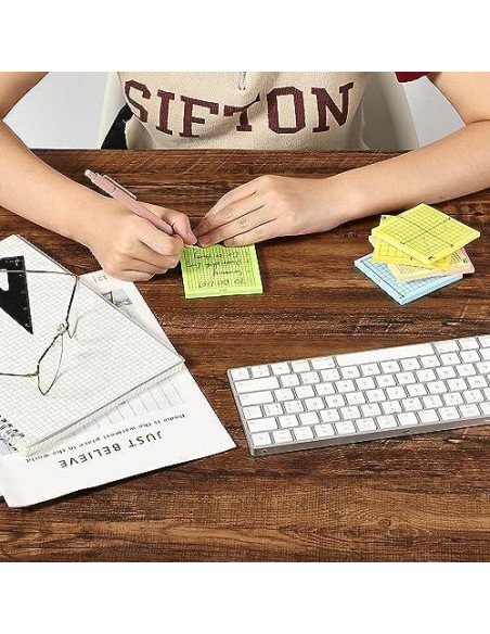 Notas Adhesivas Cuadriculadas Mr. Pen, 6 Bloc 7.62x7.62 cm, Colores Brillantes