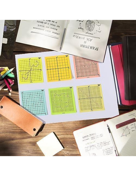Notas Adhesivas Cuadriculadas Mr. Pen, 6 Bloc 7.62x7.62 cm, Colores Brillantes