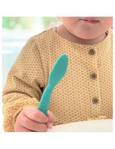 Conjunto de Alimentación Silicona MinikOiOi Verde Aqua +6m