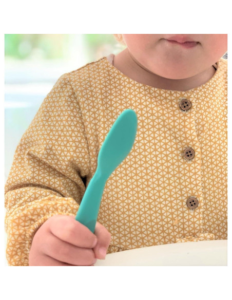 Conjunto de Alimentación Silicona MinikOiOi Verde Aqua +6m