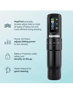 Máquina de Tatuaje Dragonhawk Atom2 Pro Sin Cable 139mm 214g 2