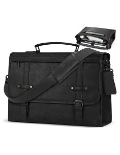 Bolsa de Mensajero Rainsmore 43cm Impermeable Cuero Vintage