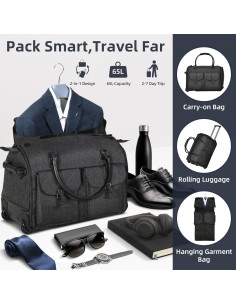 Bolsa de Ropa Duffle Shopsource 2-en-1 con Ruedas 53.4x36.1cm 2