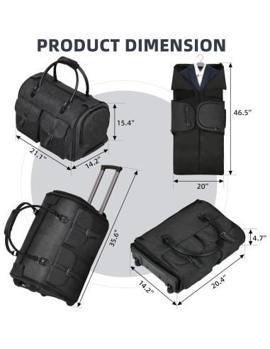 Bolsa de Ropa Duffle Shopsource 2-en-1 con Ruedas 53.4x36.1cm