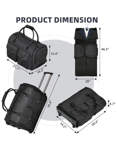 Bolsa de Ropa Duffle Shopsource 2-en-1 con Ruedas 53.4x36.1cm