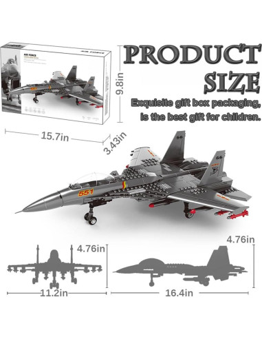 Set de Bloques de Construcción Aviones de Combate Militar 285PCS