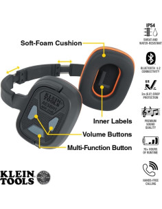 Auriculares Detrás de la Cabeza Klein Tools Bluetooth NRR 23dB 2
