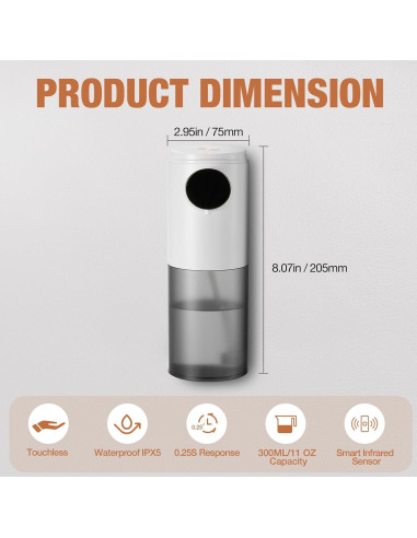 Paquete de 2 Dispensadores Automáticos de Jabón Espumoso VZZNN