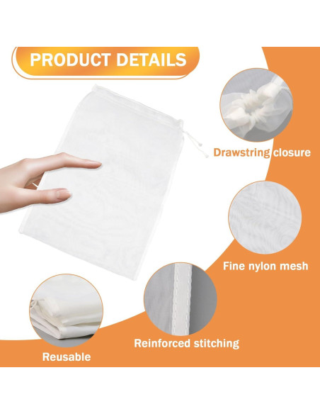 Paquete de 6 bolsas reutilizables Aecsze para leche de nuez 15x20 cm