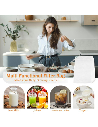 Paquete de 6 bolsas reutilizables Aecsze para leche de nuez 15x20 cm