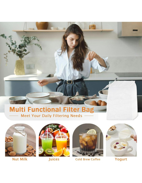 Paquete de 6 bolsas reutilizables Aecsze para leche de nuez 15x20 cm