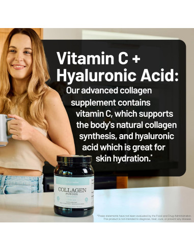 NatureWise Polvo de Colágeno 20g con Ácido Hialurónico y Vitamina C