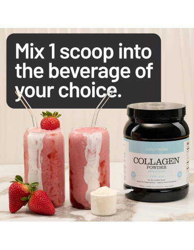 NatureWise Polvo de Colágeno 20g con Ácido Hialurónico y Vitamina C