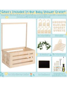 Caja de Bebé de Madera Jupwalz con Perchas y Letras - 40.9x27.9x20.1 cm 2