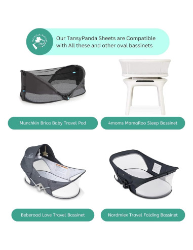 Sábanas para Cuna Tansy Panda 3PC 76.2x45.7cm Suaves Unisex