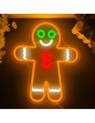 Letrero de Neón LED Hombre de Jengibre 38x31.5 cm Geeinar