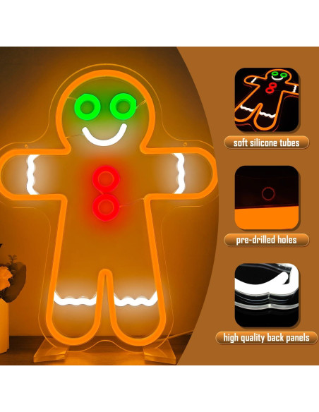 Letrero de Neón LED Hombre de Jengibre 38x31.5 cm Geeinar
