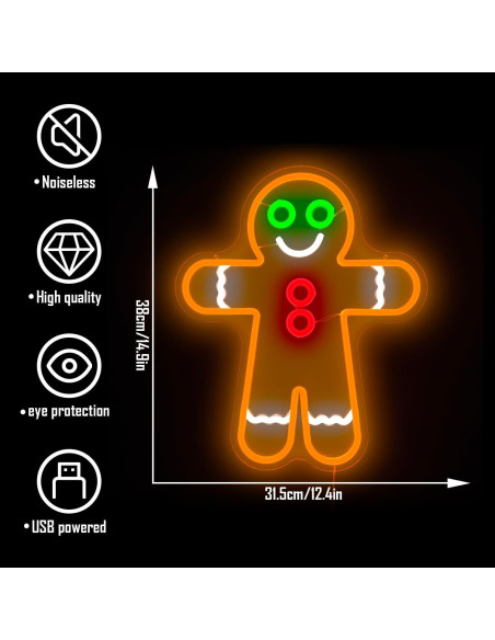 Letrero de Neón LED Hombre de Jengibre 38x31.5 cm Geeinar