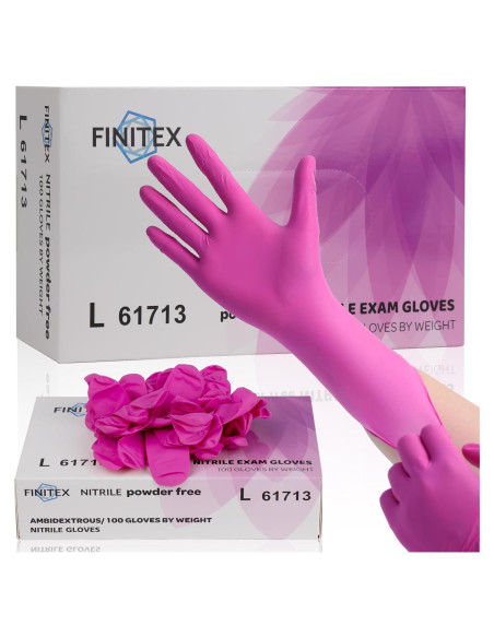 Guantes de Nitrilo Desechables FINITEX Rosa 100 Unidades 3.5mil