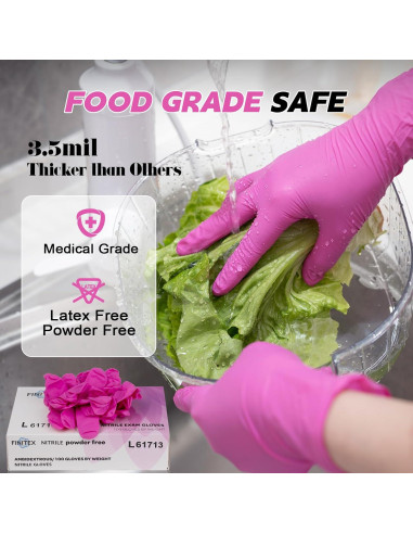 Guantes de Nitrilo Desechables FINITEX Rosa 100 Unidades 3.5mil