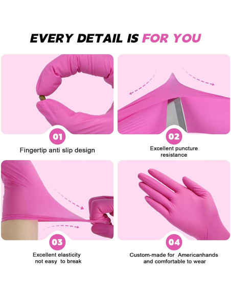Guantes de Nitrilo Desechables FINITEX Rosa 100 Unidades 3.5mil