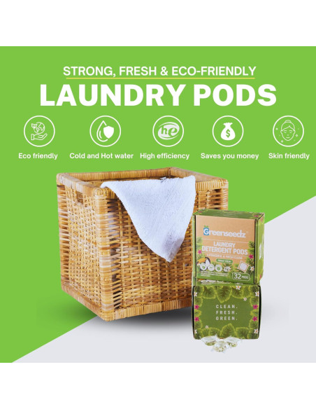 Bolsitas de detergente ecológico Greenseedz 32 unidades aroma fresco