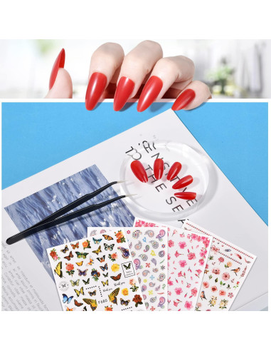 Kit de Uñas Postizas TsMADDTs Almendra 720pcs 24 Colores