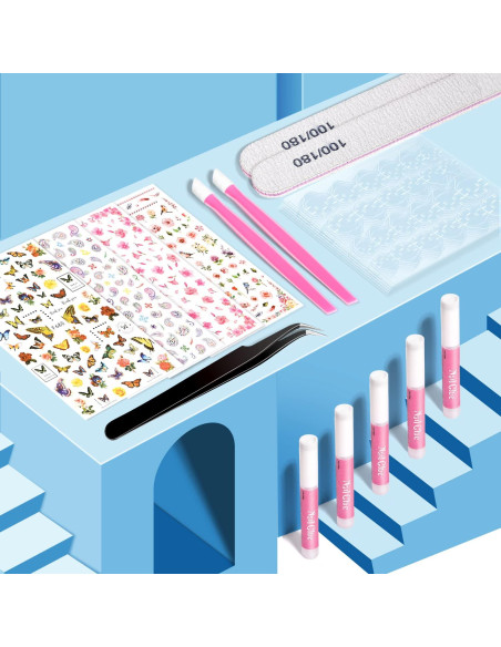 Kit de Uñas Postizas TsMADDTs Almendra 720pcs 24 Colores