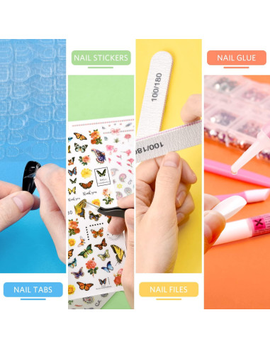 Kit de Uñas Postizas TsMADDTs Almendra 720pcs 24 Colores