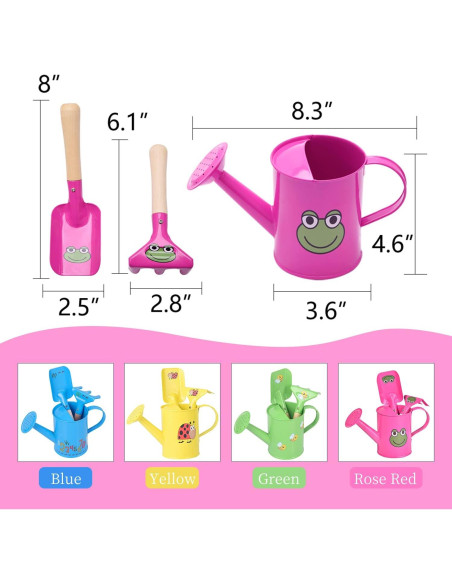 Juego de Jardinería Pequeño Sungmor - Regadera Rosa, Pala y Rastrillo