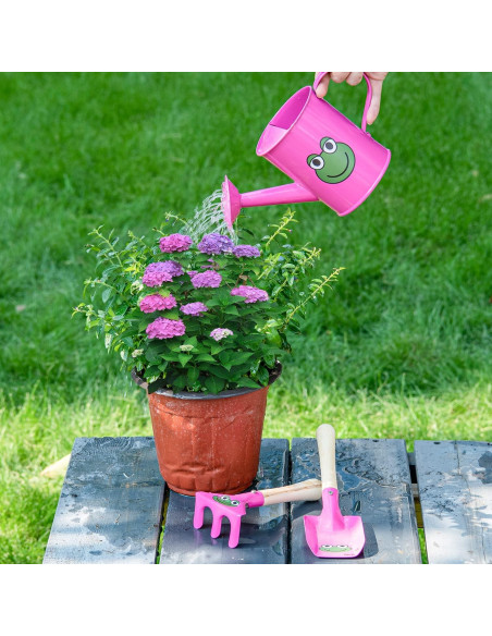 Juego de Jardinería Pequeño Sungmor - Regadera Rosa, Pala y Rastrillo
