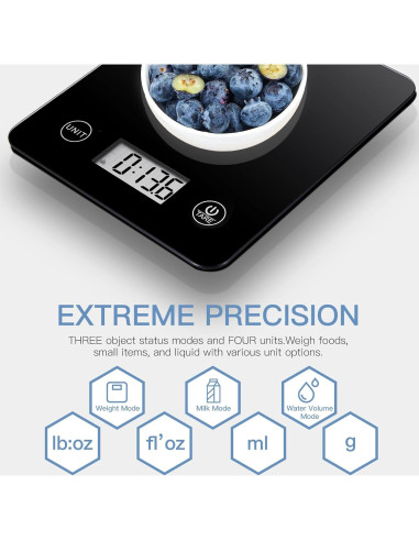 Escala Digital Geek Chef Inteligente 5 kg Vidrio Negro