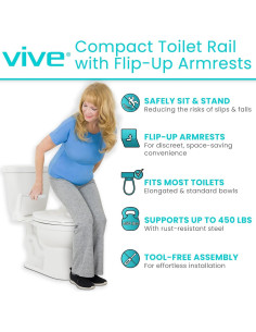 Barra de Seguridad para Inodoro Vive - Soporta 204 kg - Ajustable 2