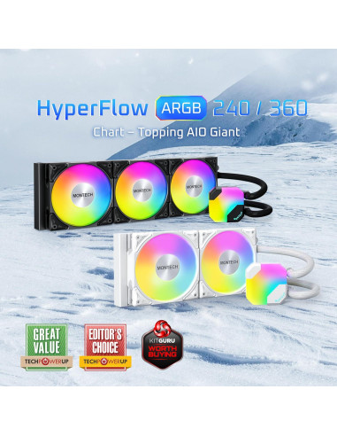 Enfriador Líquido AIO MONTECH HyperFlow ARGB 240mm - Negro