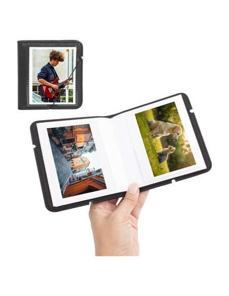 Álbum de fotos pequeño HIYQIN para Instax Wide 28 bolsillos - Negro
