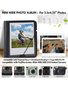 Álbum de fotos pequeño HIYQIN para Instax Wide 28 bolsillos - Negro 2