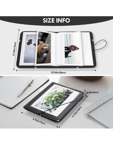 Álbum de fotos pequeño HIYQIN para Instax Wide 28 bolsillos - Negro