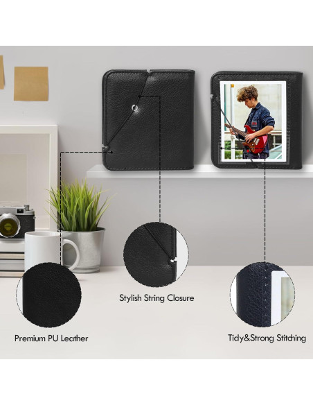 Álbum de fotos pequeño HIYQIN para Instax Wide 28 bolsillos - Negro