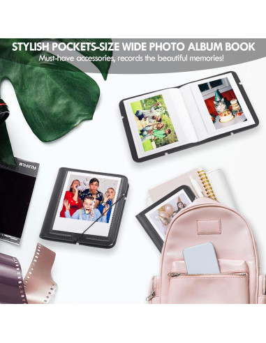 Álbum de fotos pequeño HIYQIN para Instax Wide 28 bolsillos - Negro
