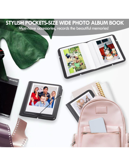 Álbum de fotos pequeño HIYQIN para Instax Wide 28 bolsillos - Negro